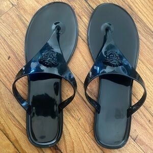 Versace black tong summer sandals